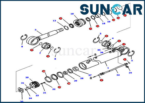 D65WX-16 অ্যাঙ্গেল সিলিন্ডার সিলিং কিট 707-99-36680 ডোজার কোমাটসু সিলিন্ডার মেরামত কিট