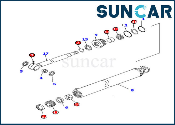 707-98-35330 কোমাৎসু আরএলজি সিলিন্ডার সীল কিট PC130F-7 এক্সক্যাভেটর সিলিন্ডার ইনার সার্ভিস কিট