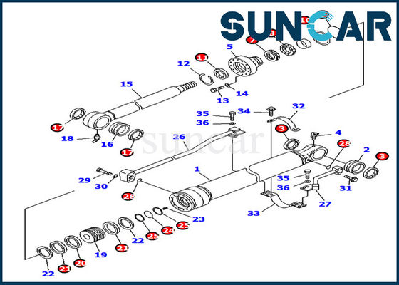 তেল প্রতিরোধ 707-99-27500 বালতি সিলিন্ডার সীল কিট PC130F-7 কোমাৎসু খননকারী সিলিং কিট