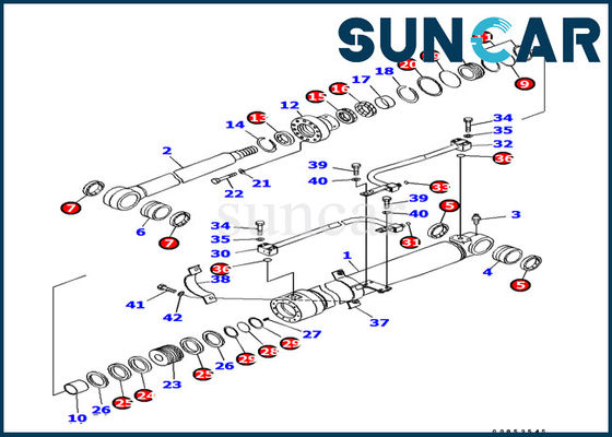 707-99-37170 কোমাতসু খননকারী PC138US-8 মডেলের জন্য বুম সিলিন্ডার সীল মেরামত কিট