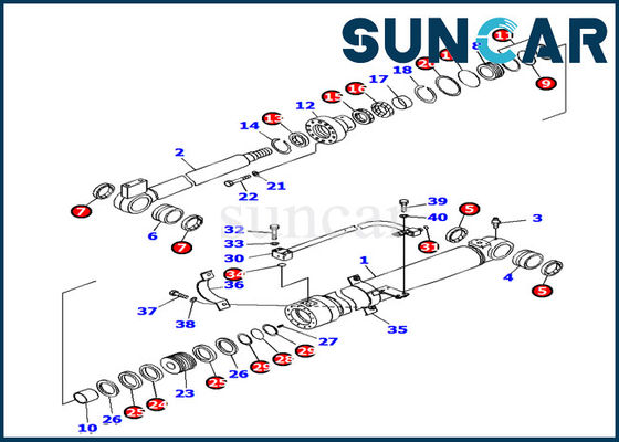 707-99-38450 বুম সিলিন্ডার সিলিং কিট কোমাৎসু PC138US-8 খননকারী প্রতিস্থাপন কিট