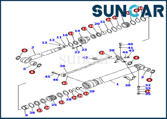 707-99-38780 আর্ম সিলিন্ডার সিলিং কিট কোমাৎসু PC138US-8 সীল মেরামত কিট খননকারী প্রতিস্থাপন