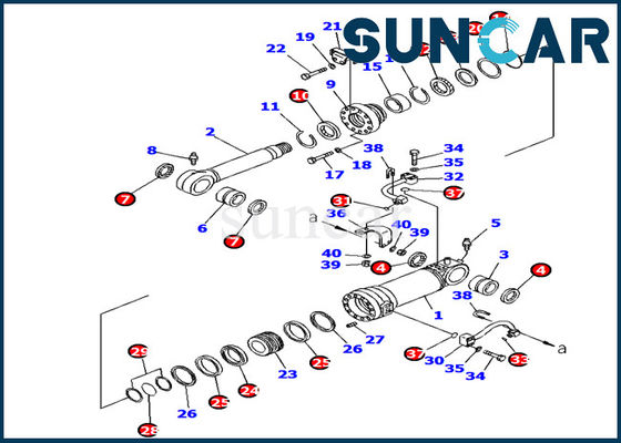 707-99-38790 ব্লেড লিফট সিলিন্ডার সীল কিট কোমাৎসু PC138US-8 খননকারী অভ্যন্তরীণ যন্ত্রাংশ মেরামত কিট