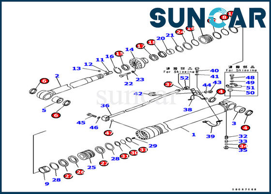 707-99-38820 কোমাৎসু PC138US-8 খননকারী অভ্যন্তরীণ যন্ত্রাংশ আর্ম সিলিন্ডার সীল কিট যন্ত্রপাতি মেরামত কিট