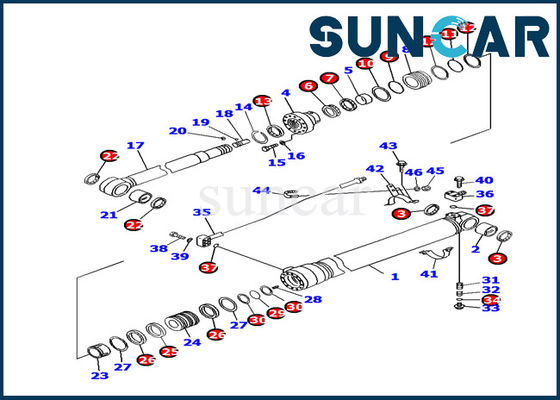 কোমাৎসু 707-99-45180 আর্ম সিলিন্ডার সীল কিট PC130F-7 এক্সক্যাভেটর ইনার পার্টস সার্ভিস কিট প্রতিস্থাপন