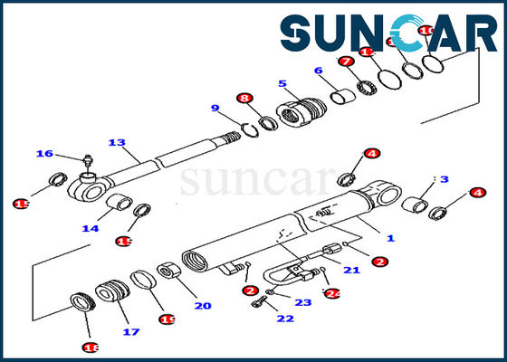 707-98-04700 বালতি সিলিন্ডার সীল কিট কোমাৎসু PC18MR-2 PC14R-3 এক্সক্যাভেটর ইনার সার্ভিস কিট