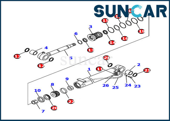707-98-04710 বুম সিলিন্ডার সীল কিট কোমাৎসু PC14R-3 এক্সক্যাভেটর ইনার রিপেয়ার সার্ভিস কিট