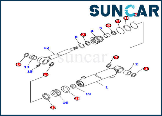 707-98-11220 কোমাৎসু বুম সুইং সিলিন্ডার সীল কিট PC14R-3 হাইড্রোলিক সিলিন্ডার অ্যাসি রিপেয়ার কিট