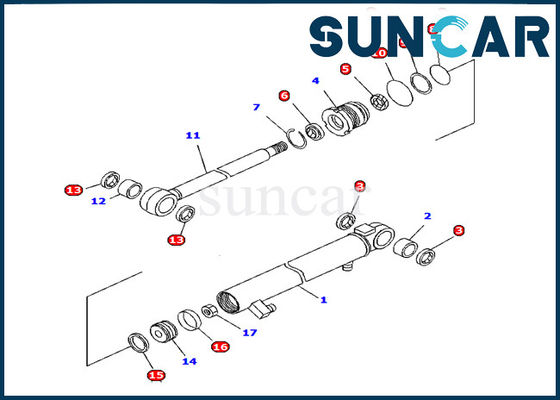 Komatsu সার্ভিস কিট 707-98-13960 তেল প্রতিরোধের আর্ম সিলিন্ডার সীল কিট খননকারী PC15R-8