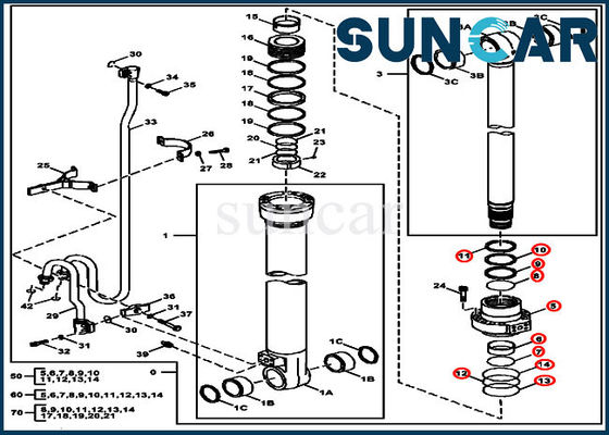 FXB00002044 বুম হাইড্রোলিক সিলিন্ডার সিলিং কিট জন ডিয়ার 180GLC 190GW মডেলের জন্য ফিট