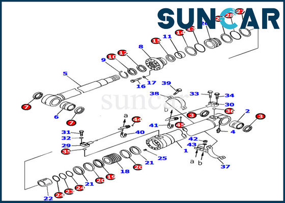 বুম সিলিন্ডার সীল কিট 707-99-38720 কোমাটসু খননকারী PC160LC-7 অভ্যন্তরীণ মেরামতের যন্ত্রাংশ ফিট করে
