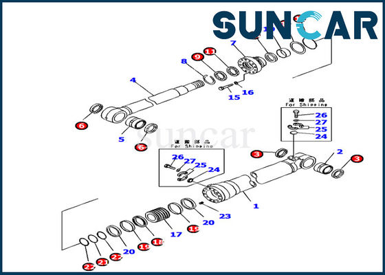 707-99-66310 বুম সামঞ্জস্য সিলিন্ডার সীল কিট Komatsu PC160LC-7K খননকারী রাবার মেরামত কিট জন্য