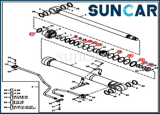 FYA00012899 বুম সিলিন্ডার সীল কিট Deere মেরামত কিট 135G 130G খননকারী যন্ত্র মডেলের জন্য