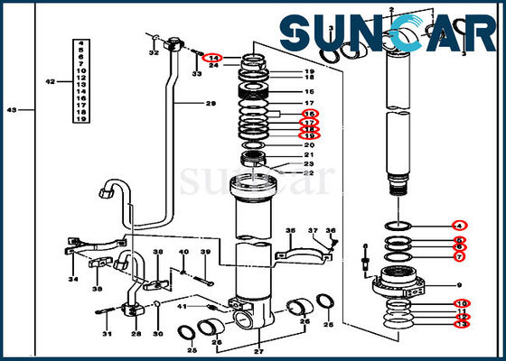 200CLC জন ডিয়ার AH173444 আর্ম সিলিন্ডার সীল কিট ISO9001 ভারী যন্ত্রাংশ