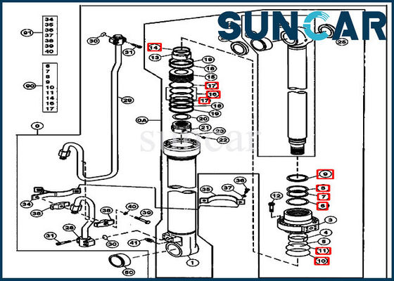 4662884 2154D 200LC জন ডিয়ার মডেলের সরঞ্জামগুলির জন্য বুম সিলিন্ডার সীল মেরামত কিট