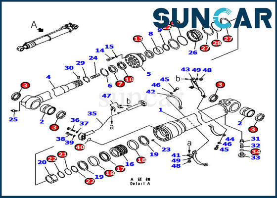707-98-48610 Komatsu খননকারী সীল কিট আর্ম সিলিন্ডার মেরামত সীল কিট PC180 PC200 PC210 জন্য
