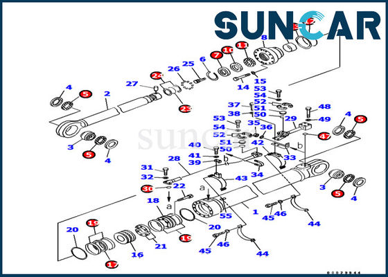 Komatsu আর্ম সিলিন্ডার সীল কিট 707-99-85330 সিলিন্ডার মেরামত সীল কিট খননকারী PC1800-6 জন্য ফিট