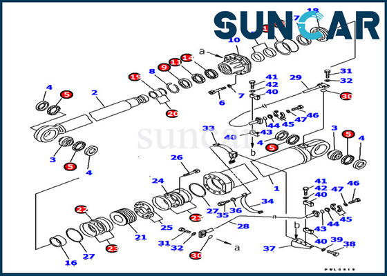 PC1800-6 বুম সিলিন্ডার সীল কিট 707-99-87700 কোমাটসু খননকারী অভ্যন্তরীণ যন্ত্রাংশ পরিষেবা কিট