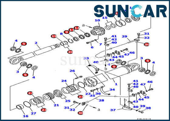 Komatsu খননকারী 707-99-87710 বুম হাইড্রোলিক সিলিন্ডার মেরামত কিটস তেল সীল কিট PC1800-6 ফিট