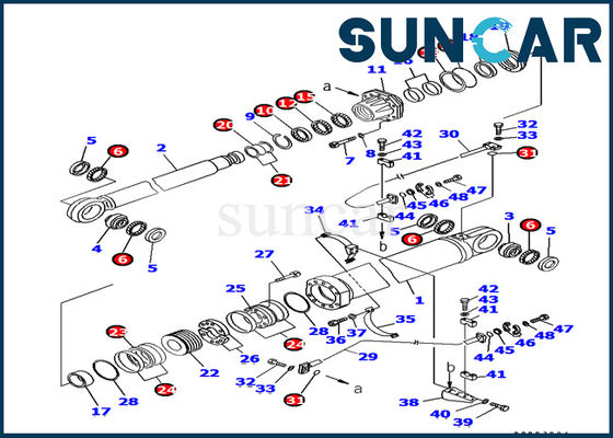 Komatsu খননকারী 707-99-87730 বুম হাইড্রোলিক সিলিন্ডার সীল কিট সিলিং কিট PC1800-6 ফিট করে
