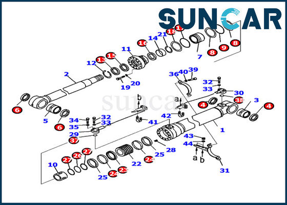 721-98-00250 খননকারী PC220LC-8 কোমাৎসু ভিতরের অংশ বুম সিলিন্ডার মেরামত সীল কিট