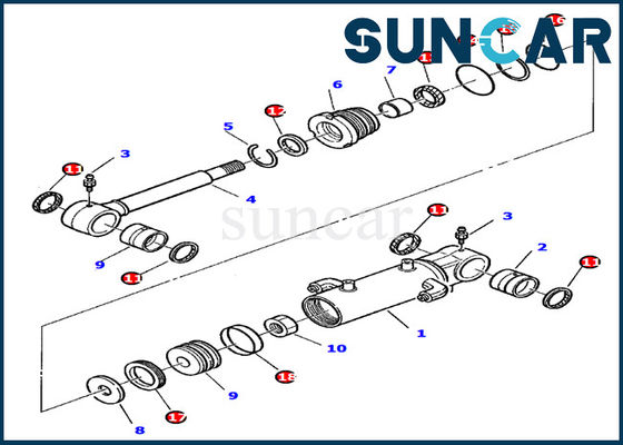 878000393 ব্লেড সিলিন্ডার সীল কিট PC20-7 Komatsu খননকারী হাইড্রোলিক সিলিন্ডার Assy অভ্যন্তরীণ অংশ