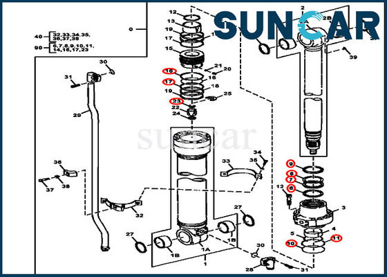 পরা প্রতিরোধ FYA00001400 খননকারী আর্ম সিলিং কিট 245GLC 230GW Deere সিলিন্ডার কিট