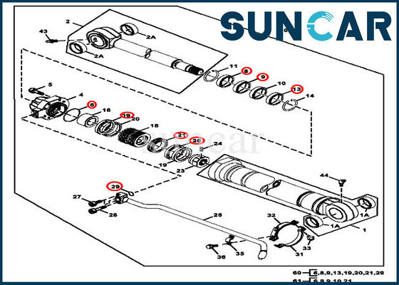 270CLC 270LC খনন যন্ত্রের জন্য জন ডিয়ার বালতি সিলিন্ডার কিট AT264439 হাইড্রোলিক সীল কিট