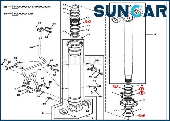 সিলিন্ডার সার্ভিস কিট 9180581 বুম এলএইচ/আরএইচ মেরামত সীল কিট 330LCR জন ডিয়ারের জন্য