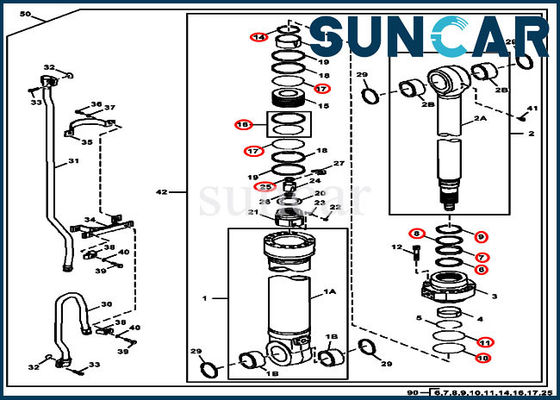 আর্ম সিলিন্ডার 4S00930 Deere প্রতিস্থাপন সীল কিট 350DLC 350GLC জন ডিয়ার ভারী সরঞ্জাম