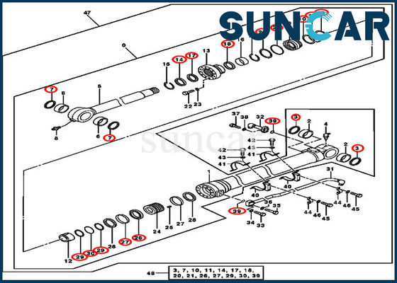 370C 3554 জন ডিয়ারের জন্য বালতি সীল কিট 4640108 সিলিন্ডার সীল প্রতিস্থাপন কিট