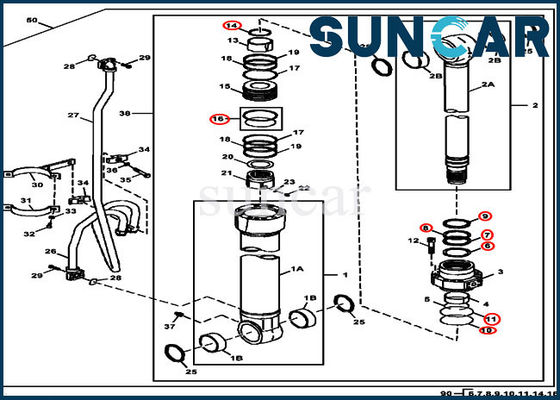 4S00783 জন ডিয়ার বুম মেরামত সিলিং কিট সিলিন্ডার উপাদান 380GLC 350GLC খননকারী