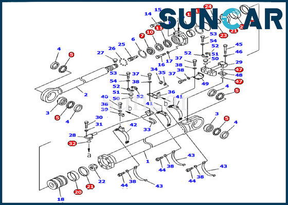 Komatsu খননকারী PC1600-1 মডেল আর্ম সিলিন্ডার সীল কিট 707-99-85200 জলবাহী অভ্যন্তরীণ মেরামতের যন্ত্রাংশ