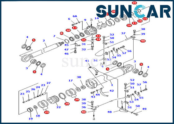 Komatsu খননকারী সীল কিট 707-99-87600 বুম সিলিন্ডার মেরামত সীল কিট মডেল PC1600-1 জলবাহী জন্য