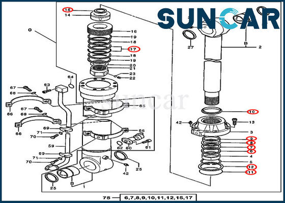 বালতি মেরামত কিট 4652906 সিলিন্ডার সিলিং কিট Deere 670GLC 600C LC খননকারী