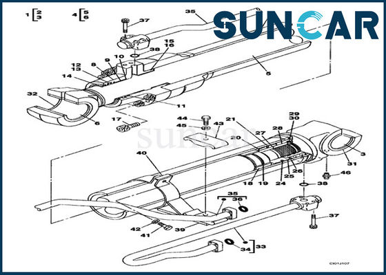 CASE সরঞ্জাম যন্ত্রাংশ LZ00477 ক্রলার খননকারী হাইড্রোলিক বুম সিলিন্ডার সীল কিট CX330 ফিট করে