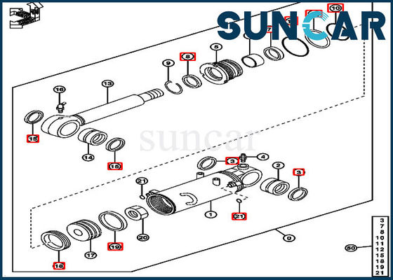 50 ডি ডিয়ার ব্লেড সিলিন্ডার কিট 4622067 এক্সক্যাভেটর হাইড্রোলিক রিপ্লেসমেন্ট সার্ভিস কিটস