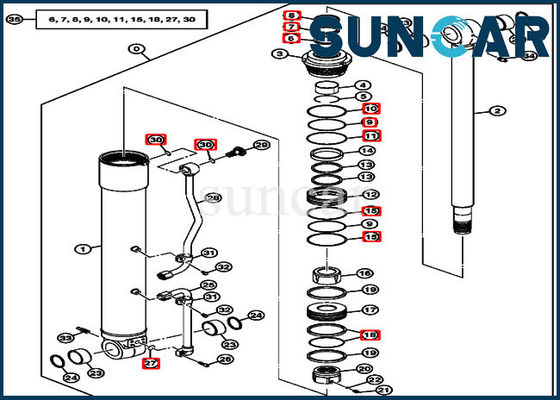 4464984 বুম সীল মেরামত কিট সিলিন্ডার সার্ভিস কিট 75C 80C জন ডিয়ার কম্পোনেন্ট