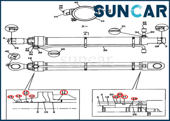 LZ00313 বালতি সিলিন্ডার সার্ভিস কিট CX800 কেস এক্সকাভেটর হাইড্রোলিক আর্ম সিলিং কিট