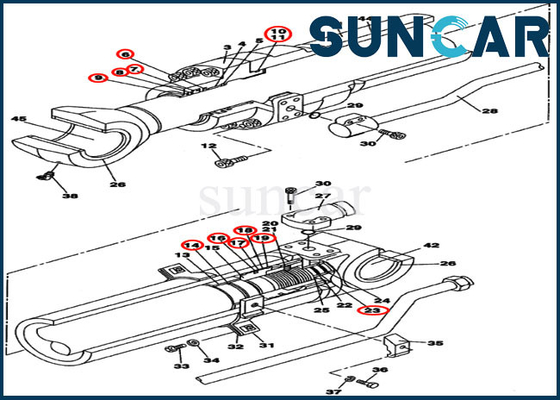LZ008180 আর্ম/ ডিপার সিলিন্ডার সিল কিট হাইড্রোলিক মেরামত কিট ফিট কেস CX160C CX160B