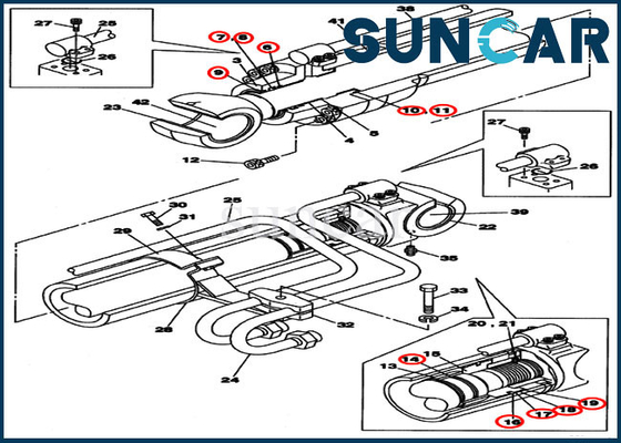 Crawler Excavator LZ007630 Cylinder Seal Kit CX210BLR CX210B CASE Boom Replacement Kit