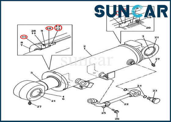 LZ011480 Blade Cylinder Seal Kit Excavator CX145C SR CX130C Case Seal Repair Kit