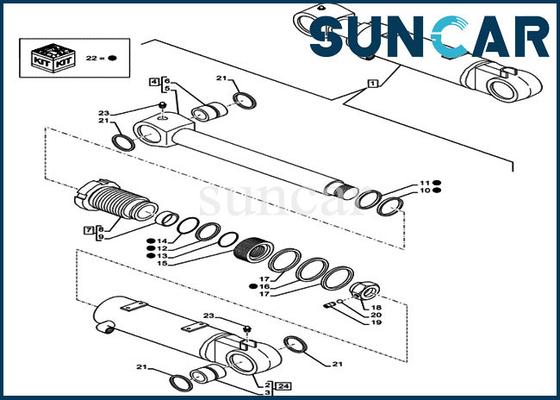 LZ012050 ব্লেড লিফটিং সিলিন্ডার মেরামতের কিটস CX80C CX75C SR কেস ক্রলার এক্সক্যাভেটর সিল কিট