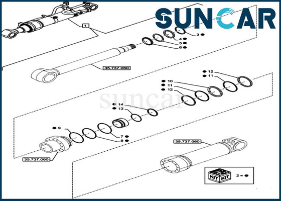 LZ014960 আর্ম সীল মেরামত কিট সিলিন্ডার পরিষেবা কিট খননকারী CX750DRTC কেস ফিট করে