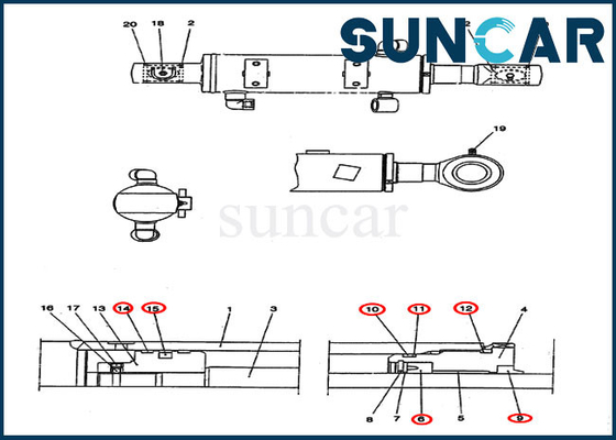 PV01V00038R300 ডোজার ব্লেড সীল কিট সিলিন্ডার সীল প্রতিস্থাপন কিট ফিট CX25 CASE