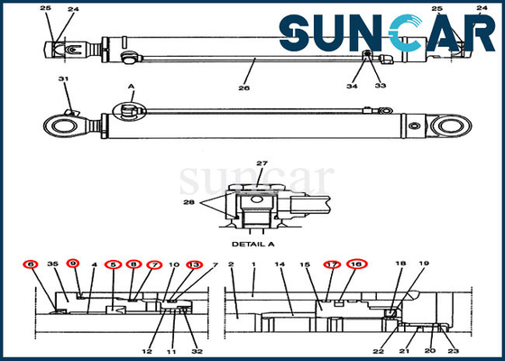 PH01V00014R300 সুইং সিলিন্ডার মেরামত সিল কিট ফিট CX47 কেস এক্সক্যাভেটর ইঞ্জিনিয়ারিং নির্মাণ