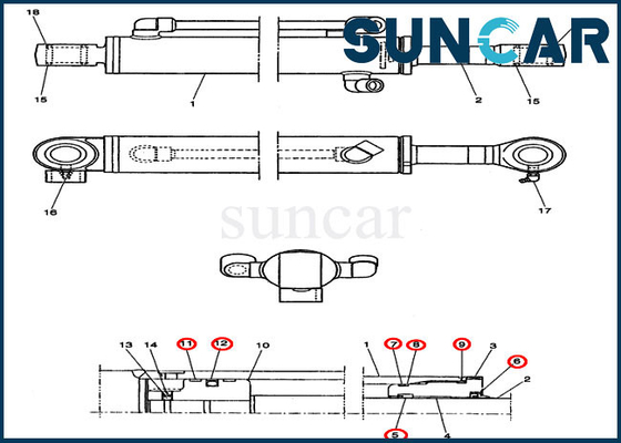 PE01V00004R100 ডোজার ব্লেড সিলিন্ডার সিল কিট CX14 CASE হাইড্রোলিক সিলিন্ডার প্রতিস্থাপন কিট