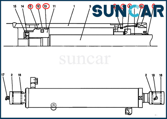 সিলিন্ডার সিলিং কিট PV01V00045R300 আর্ম সিল কিট ফিট CX27B CX17B কেস নির্মাণ অংশ