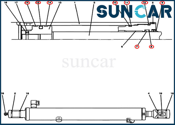 PU01V00035R300 হাইড্রোলিক বালতি সিলিন্ডার মেরামত সিল কিট এক্সক্যাভেটর CX17B কেস প্রতিস্থাপন কিট