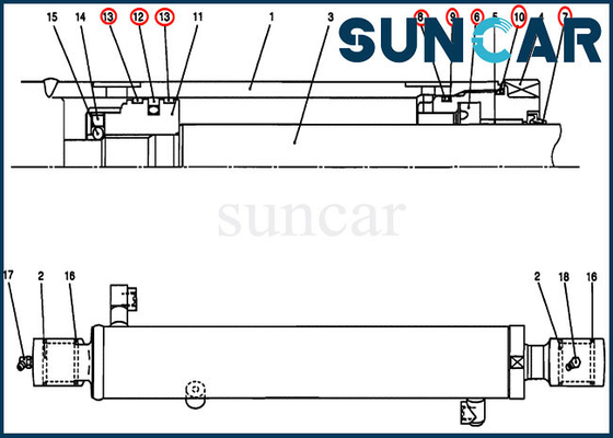 কেস CX27B CX17B সিলিন্ডার পরিষেবা কিটের জন্য PV01V00045R300 বালতি/ ডোজার ব্লেড সিল কিট